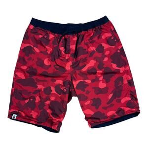 38" Waist XXL Bape Red Camo Reversible College Logo Shorts